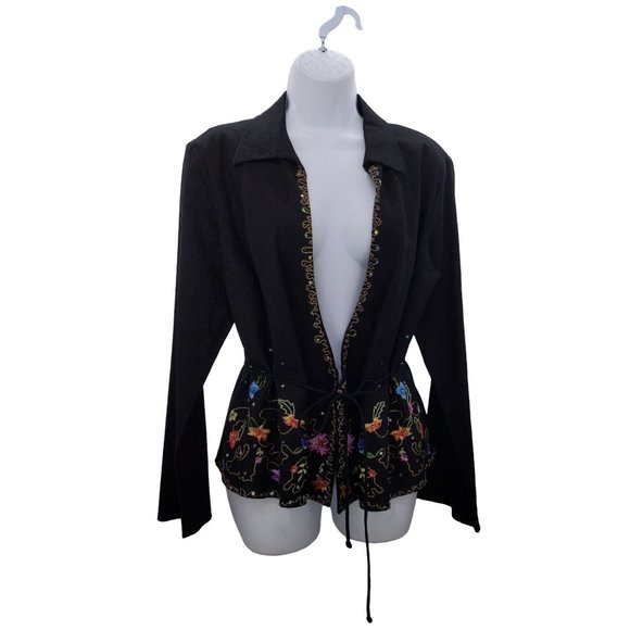 I.C.E Women's Linen Blend Floral Blazer 12 - Picture 2 of 11